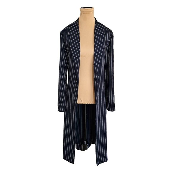 Babaton Aritzia New Kahlo Pin Stripe Navy Blue Robe Sz XS - Picture 8 of 16